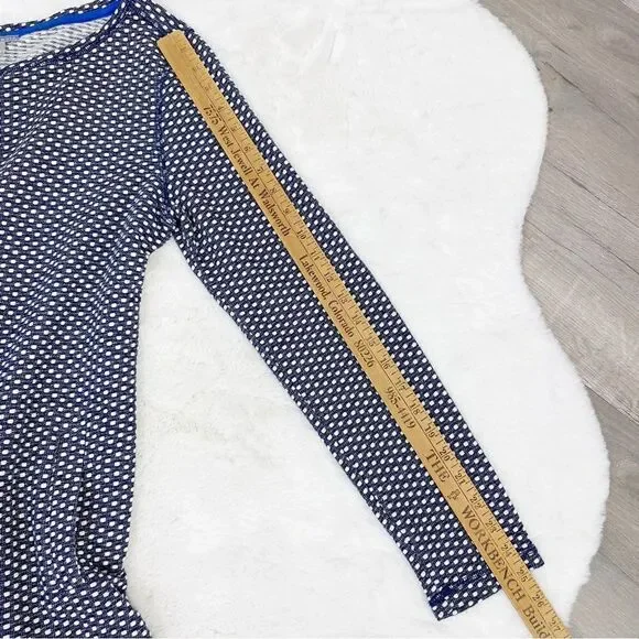 Talbots Polkadot Knit Kangaroo Pocket Pullover Top Blue White Small - Picture 12 of 13